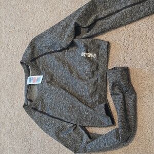 Gymshark Adapt Marl Seamless Long Sleeve Crop Top black Size M NWOT